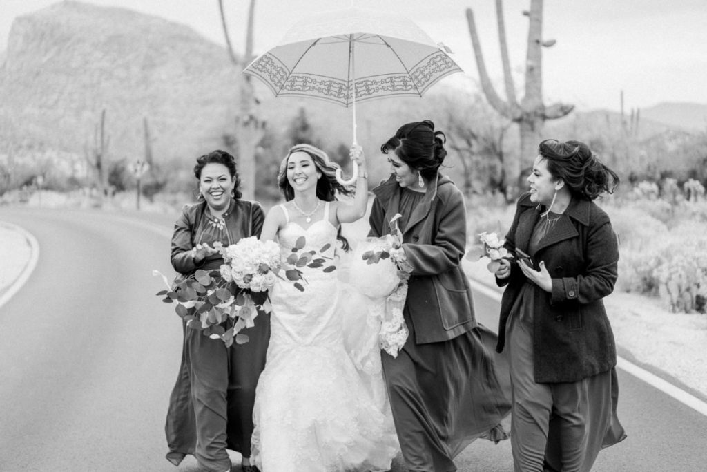 stormy weather at a wedding in Sabino Canyon, AZ