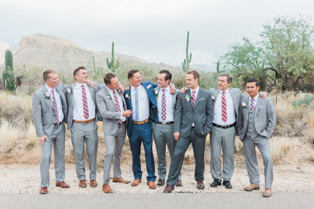 groom and groomsmen at a wedding in Arizona