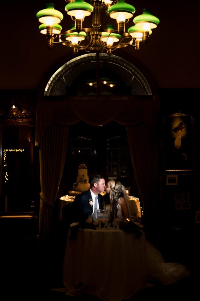couple kissing at their reception in Arizona