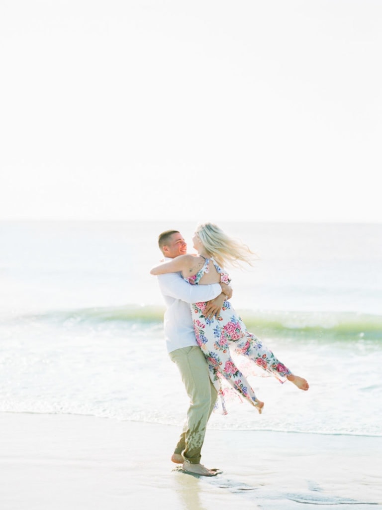 beach engagement session at Tybee Island, Georgia