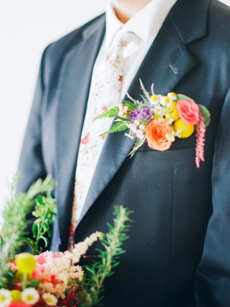 a floral pocket square | unique floral ideas for grooms & groomsmen