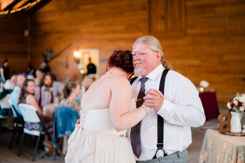 father daughter dance at a wedding in Palisade, CO