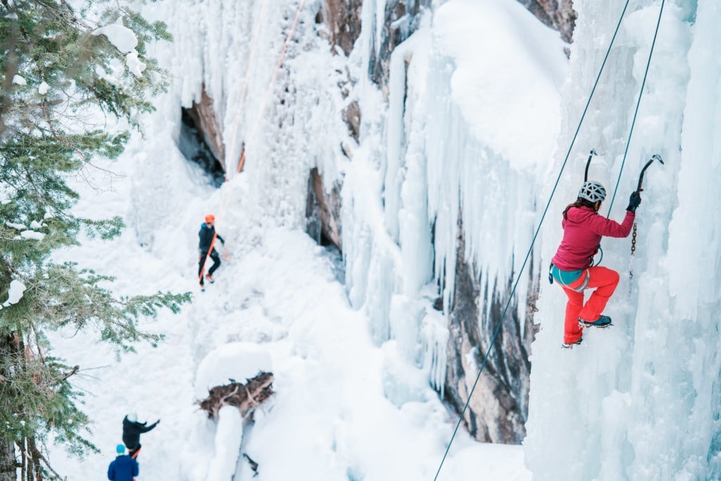 ice climbers in the Ouray Ice Park in Colorado