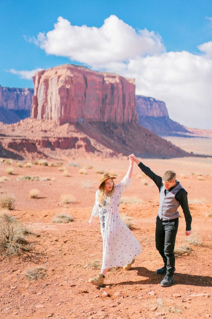 celebration after eloping in Monument Valley