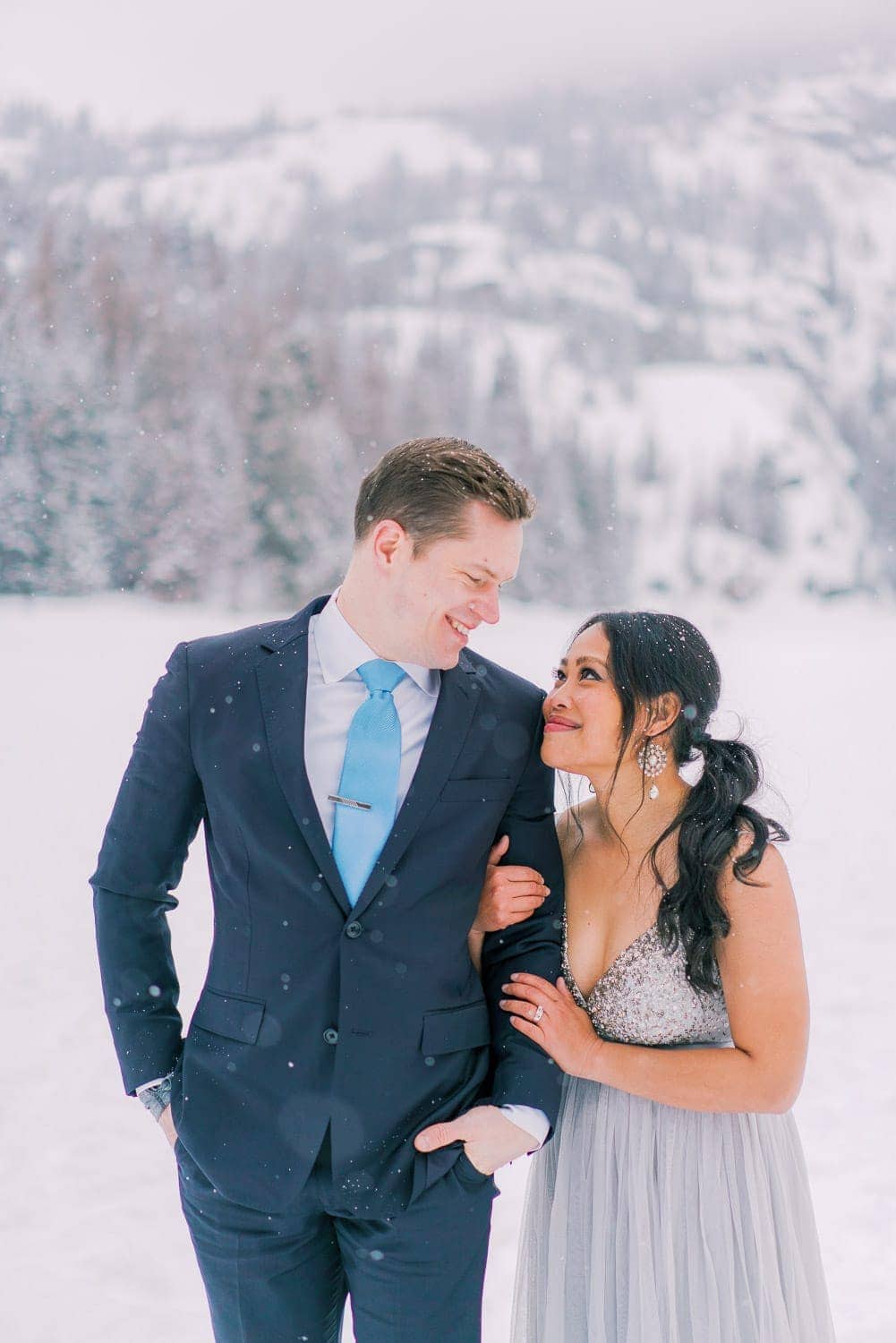 elopement at Bear Lake in Rocky Mountain National Park in winter