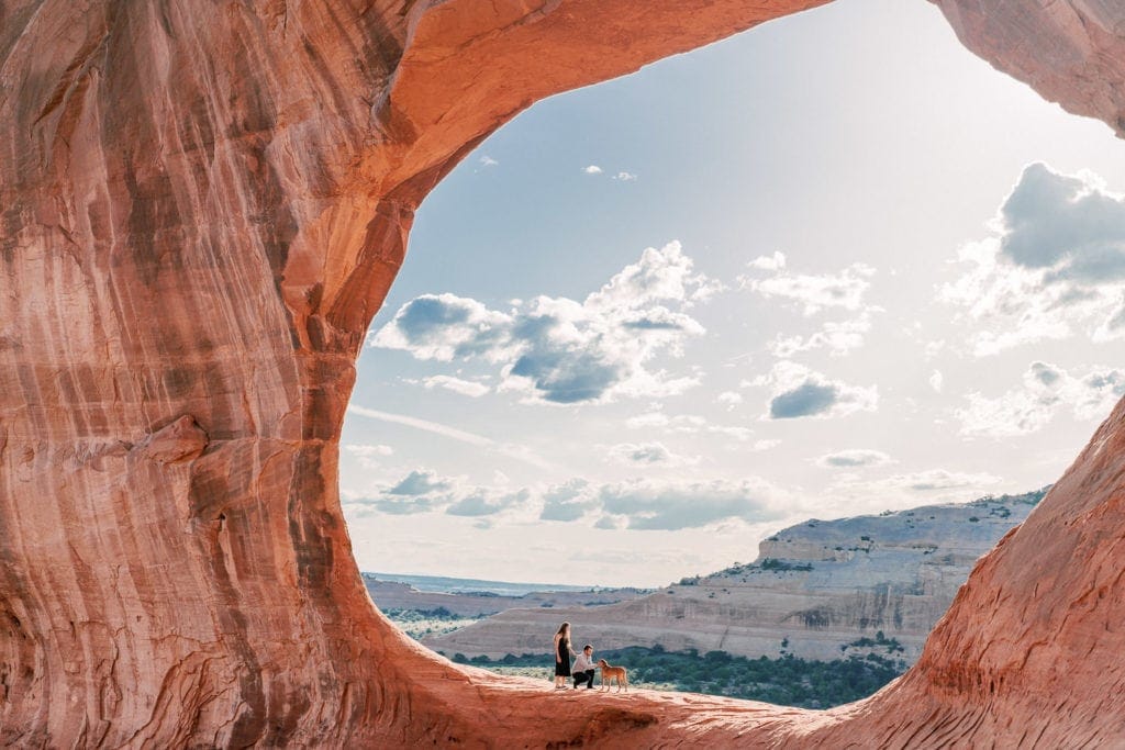 engagement photographer in Moab | engagement session with a couple and their dog