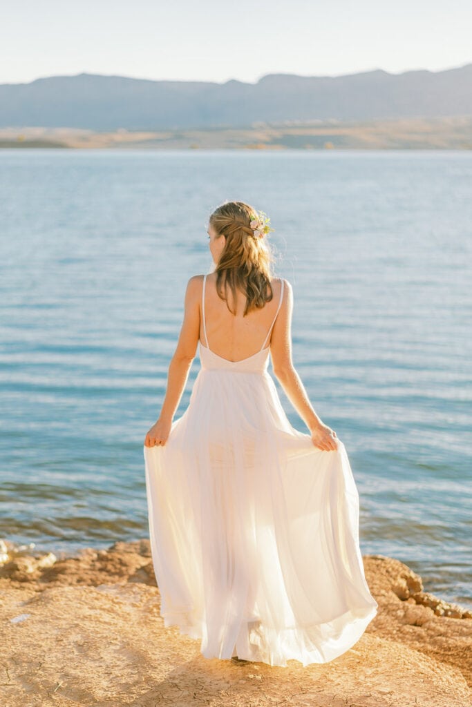 Bridal portrait at Lake Mead in Nevada.