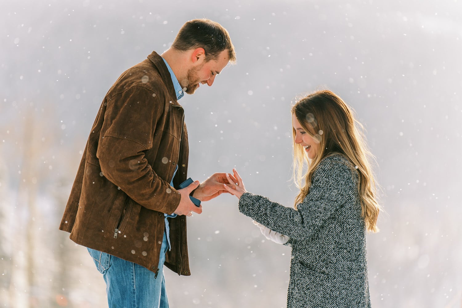 Surprise proposal in Telluride, Colorado during the winter.