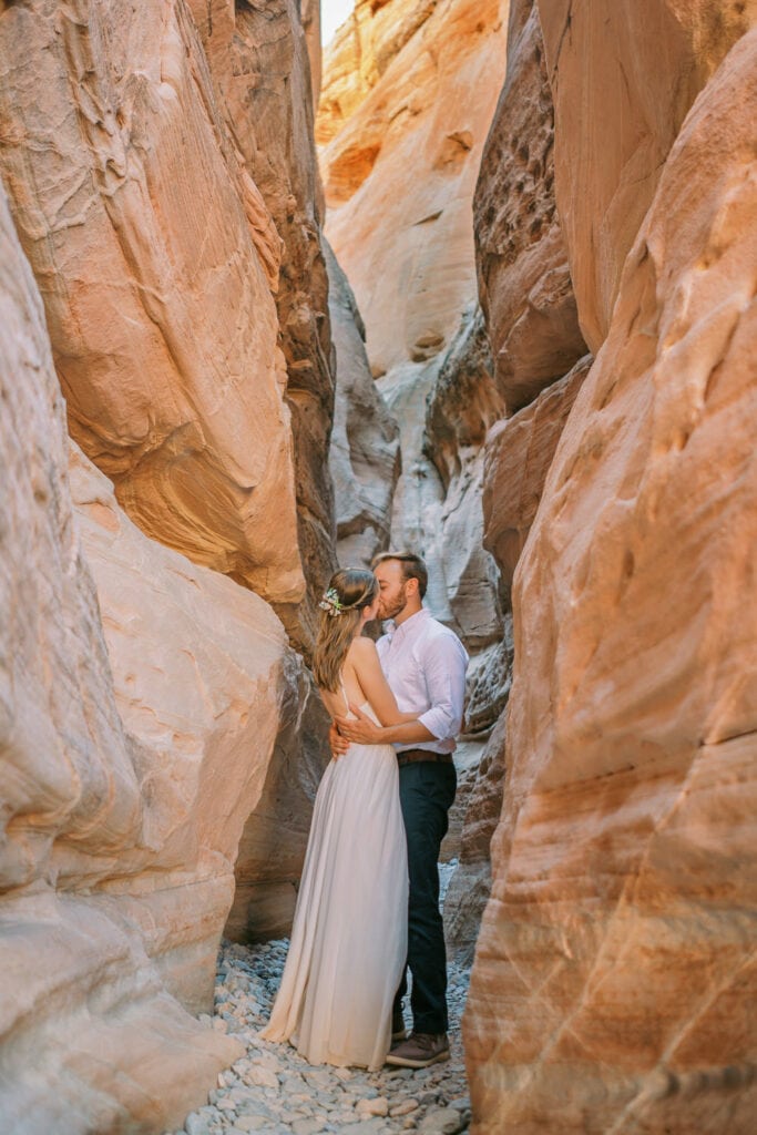 Elopement in a slot canyon.