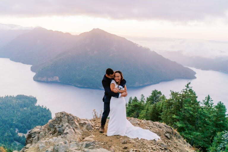 Elopement in Olympic National Park with Beaches, Lakes, & Mountains