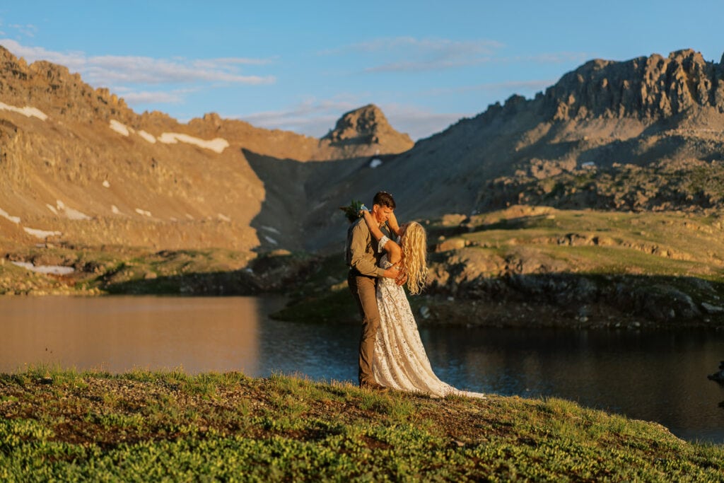 Sunrise elopement ceremony in Silverton, Colorado.