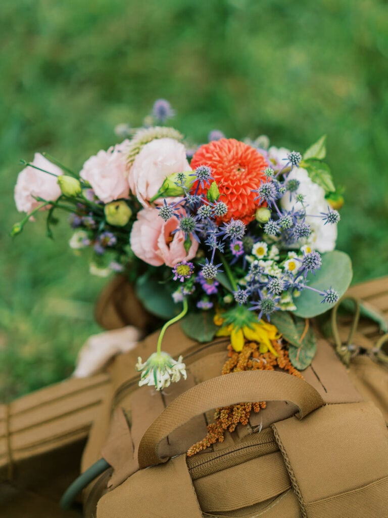 Florals at a backpacking elopement in Colorado.