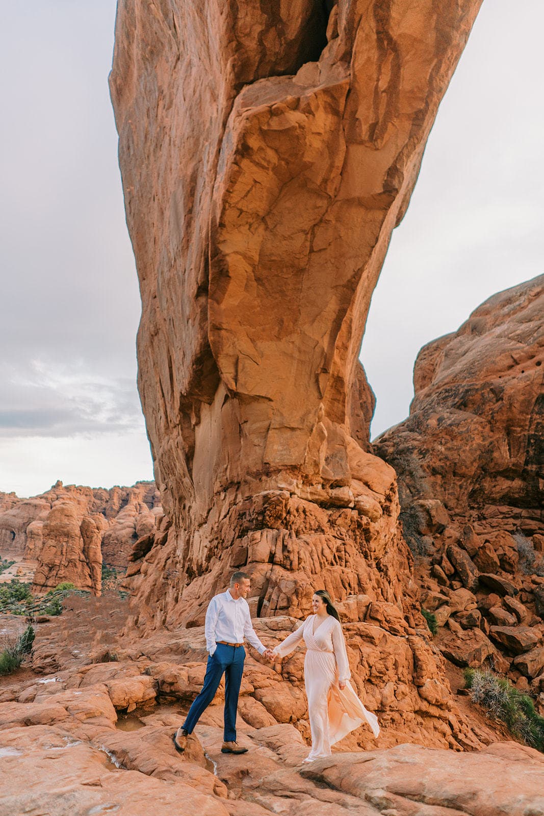 Couple has their elopement at North Window Arch in Arches National Park in Moab.