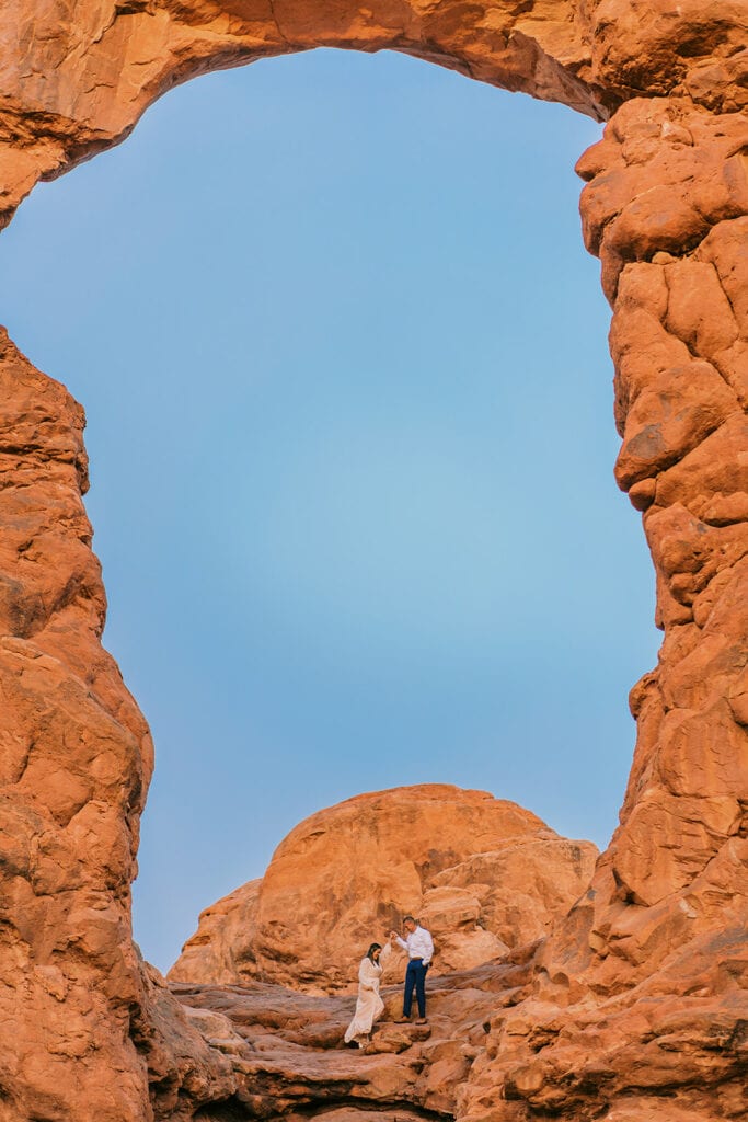 Couple gets married at Turret Arch in Moab, Utah.