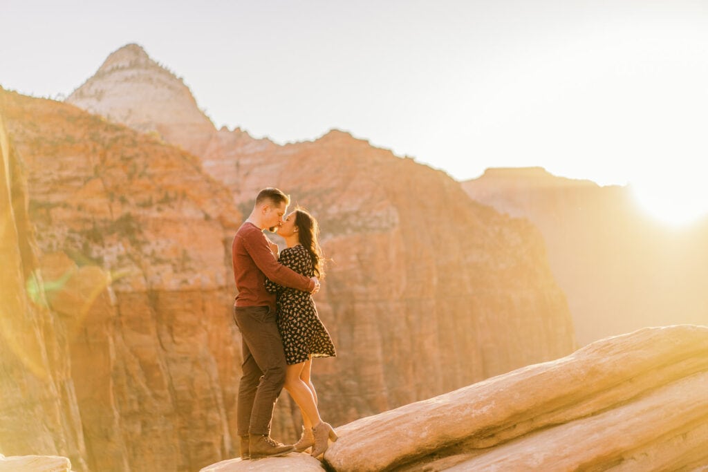 Sunset anniversary photography session at Zion National Park.