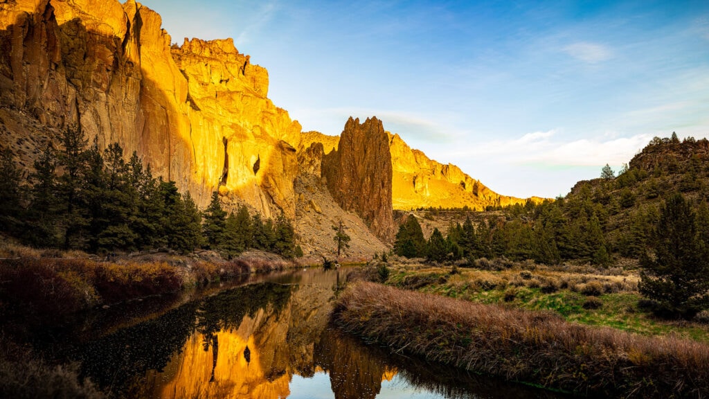 Smith Rock State Park at sunset near Bend.