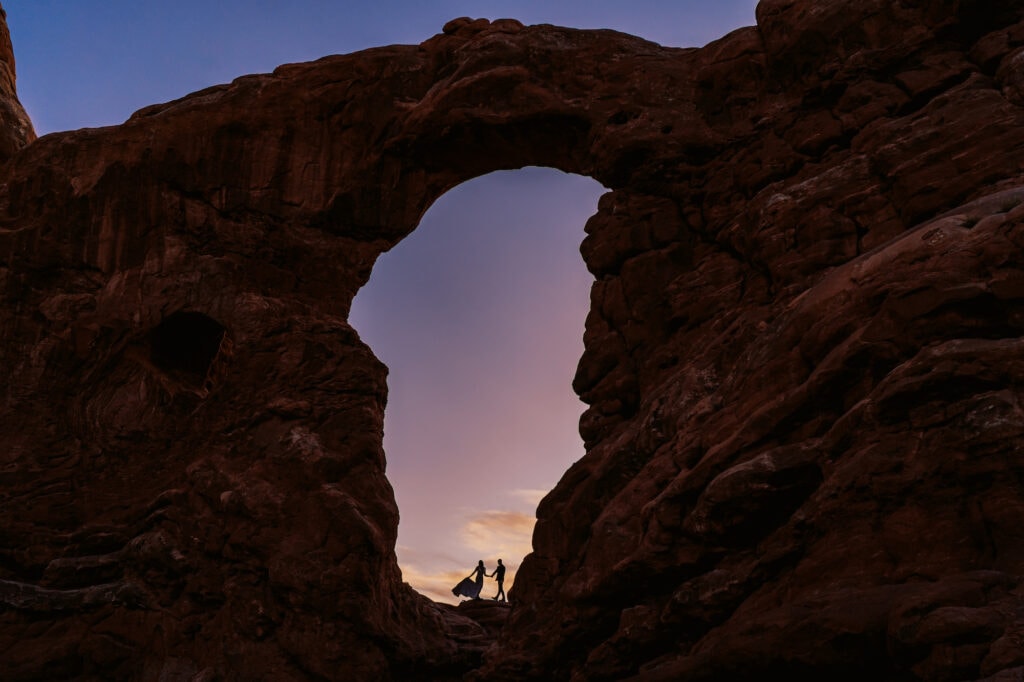 Turret Arch elopement at sunset.